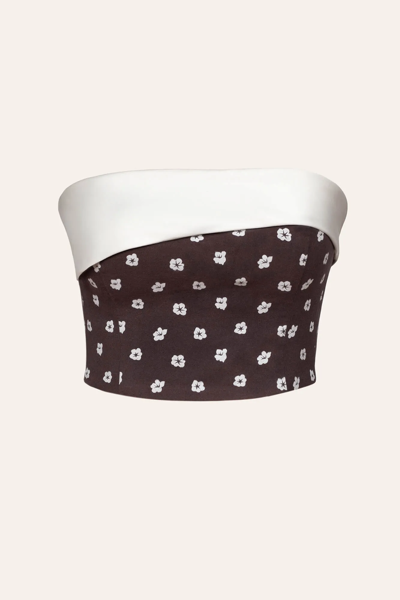 Топ на корсетной основе с контрастным отворотом