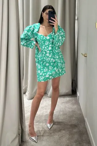 Рубашка из хлопка с пышным рукавом