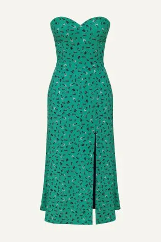 Платье-миди на корсетной основе из вискозы с разрезом