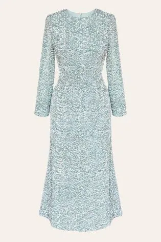 Платье-миди с длинным рукавом из бархата с пайетками