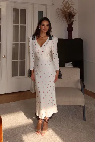 Платье-миди по фигуре с кружевом