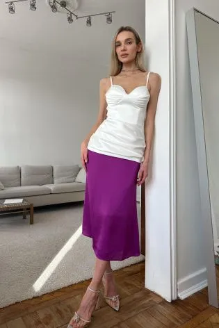 Топ бюстье из атласа со сборкой на чашках