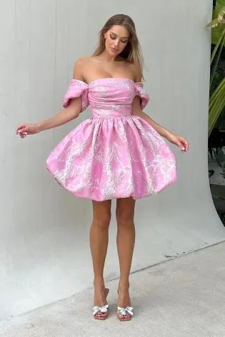 Платье-мини из жаккарда с драпированным лифом