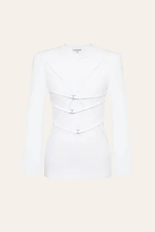 Лонгслив из трикотажа с декором на груди