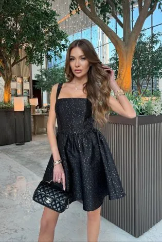 Платье-мини на корсетной основе из жаккарда