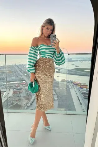 Юбка "годе" из бархата с пайетками