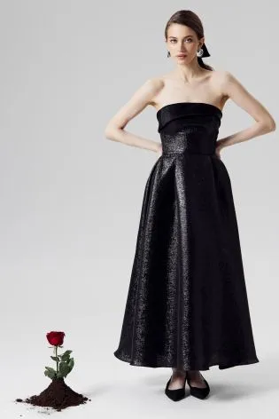 Платье-миди из жаккарда с отворотом