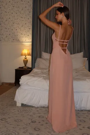 Платье-макси из шелка с открытой спиной