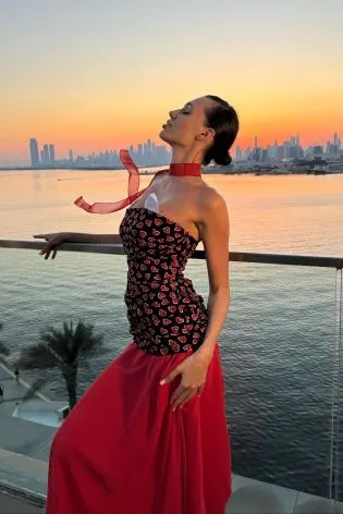 Топ на корсетной основе с драпировкой