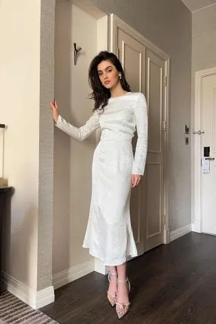 Платье миди с длинным рукавом и юбкой «годе»