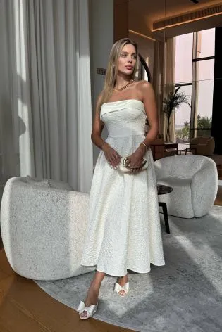 Платье-миди из жаккарда с атласным отворотом