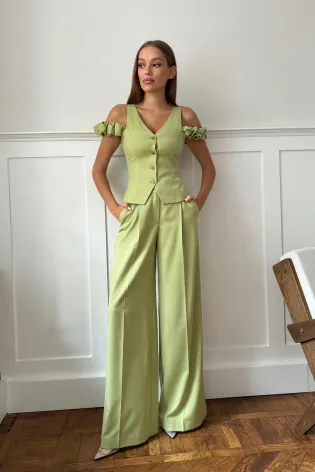 Брюки широкие со складками 