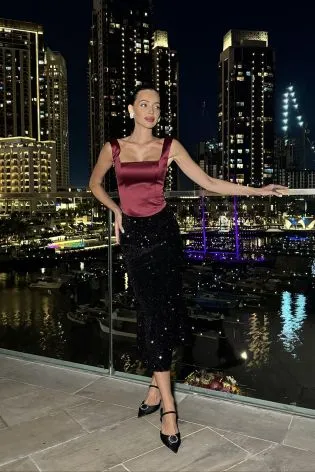 Юбка "годе" из бархата с пайетками