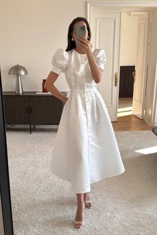 Платье в длине миди на пуговицах с пышной юбкой