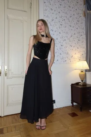 Юбка-миди асимметричная из шифона