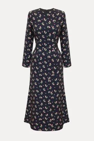 Платье миди с принтом длинным рукавом и юбкой «годе»