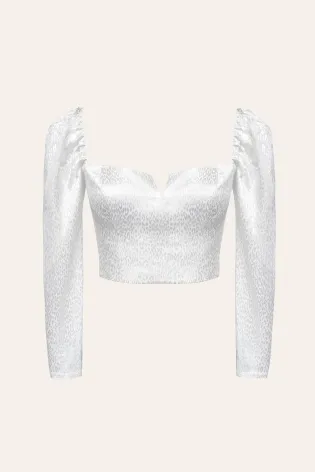 Кроп-топ с длинным рукавом и V-образным вырезом  