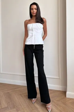 Брюки прямого кроя без пояса