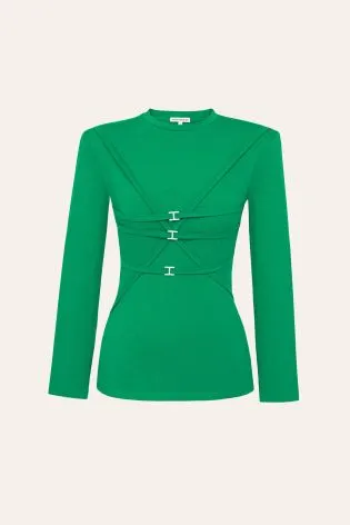 Лонгслив из трикотажа с декором на груди