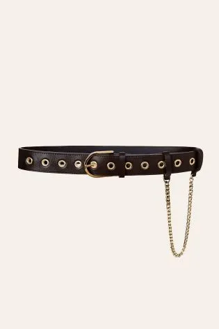 Ремень кожаный с золотой фурнитурой 