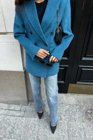 Пальто укороченное двубортное 