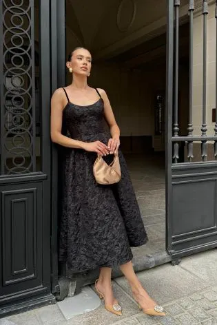 Платье-бюстье на фигурном корсете из жаккарда