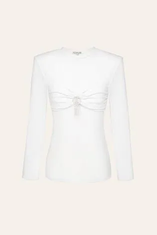 Лонгслив из трикотажа со сборкой на груди