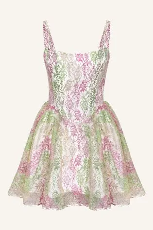 Платье-мини на рельефном корсете с бретелями