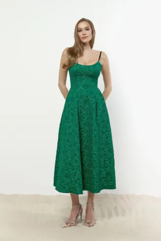 Платье-бюстье на фигурном корсете из жаккарда