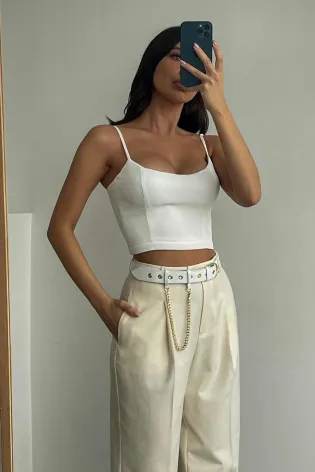 Кроп-топ на фигурном корсете из вискозы