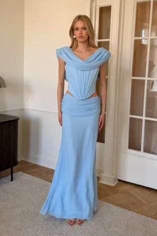 Юбка - макси из шифона с драпировкой