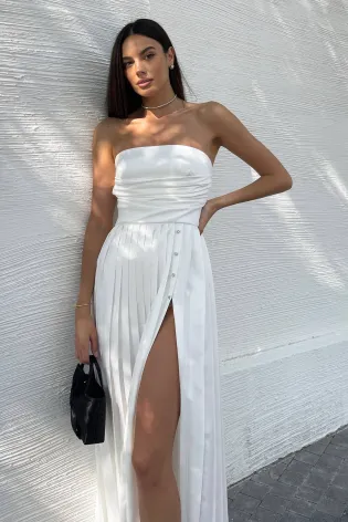 Платье-миди на корсетной основе с плиссированной юбкой 