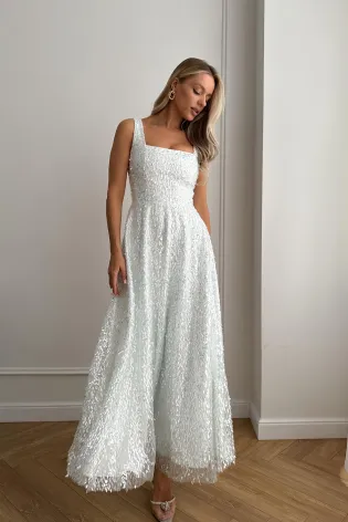 Платье-миди с квадратным вырезом из пайеток