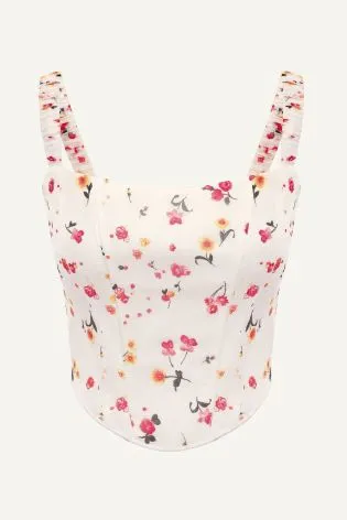 Топ на рельефном корсете из шелка