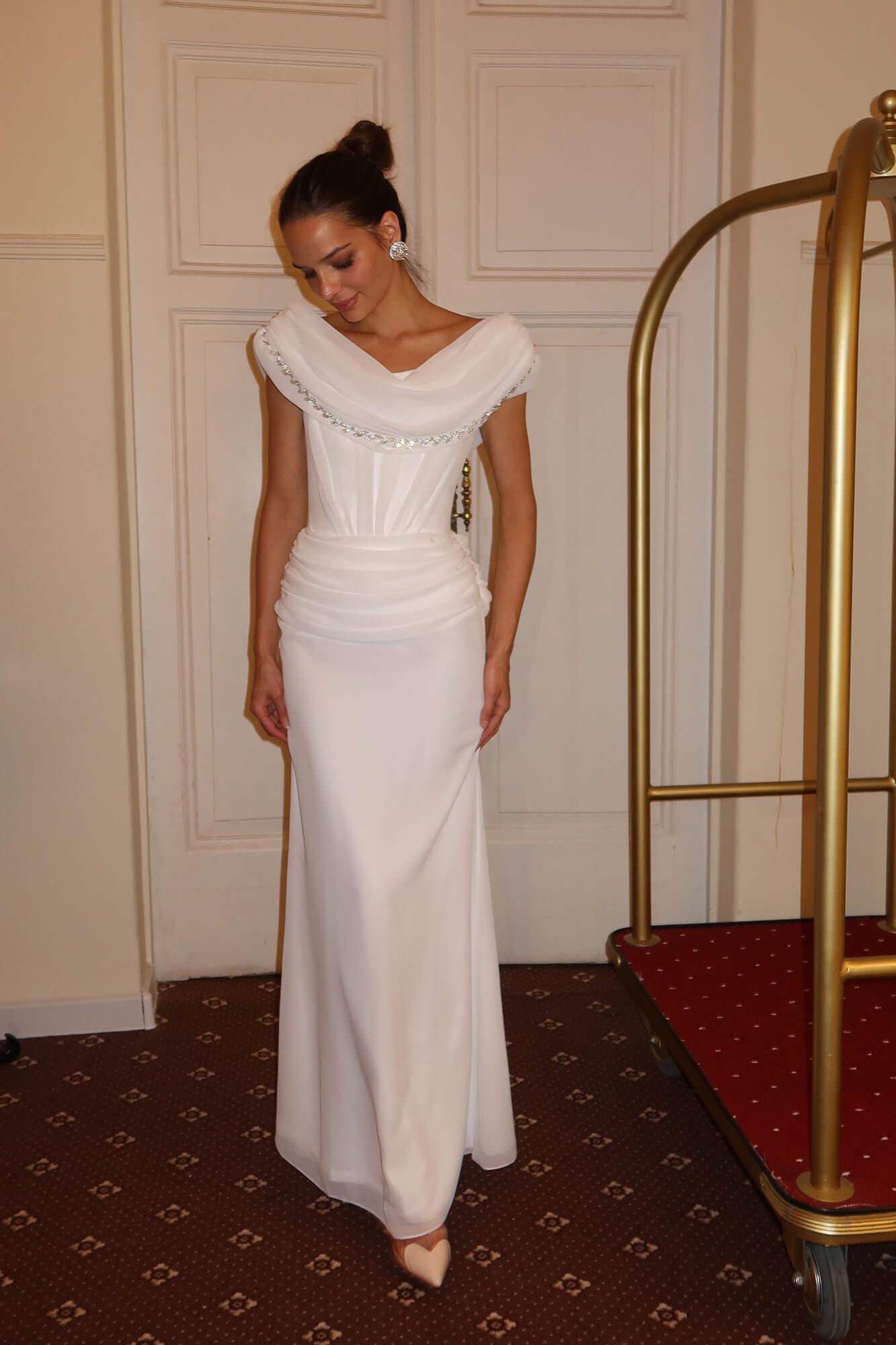 Юбка - макси из шифона с драпировкой