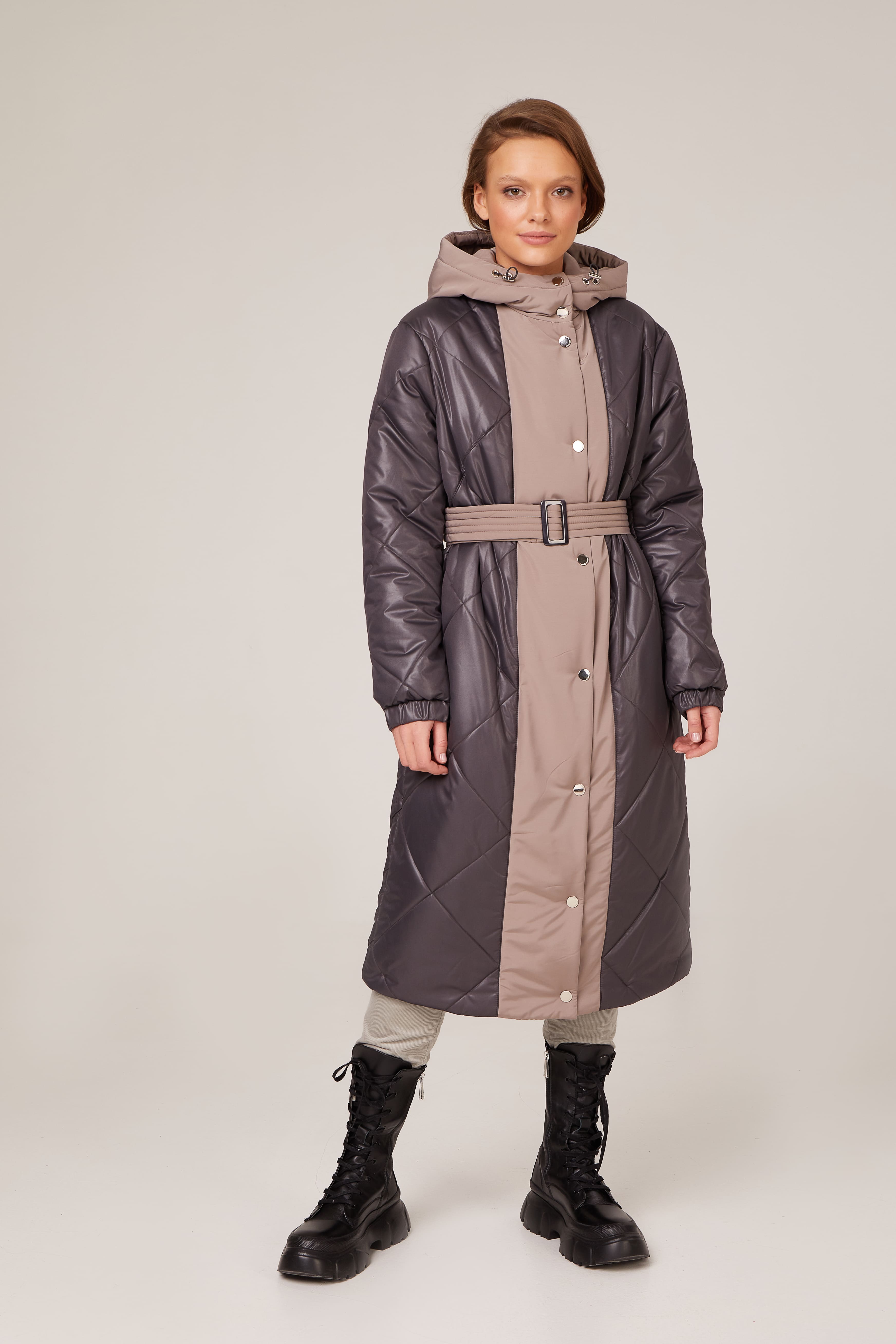 

Пальто стеганое в длине миди, Табак, Пальто стеганое в длине миди