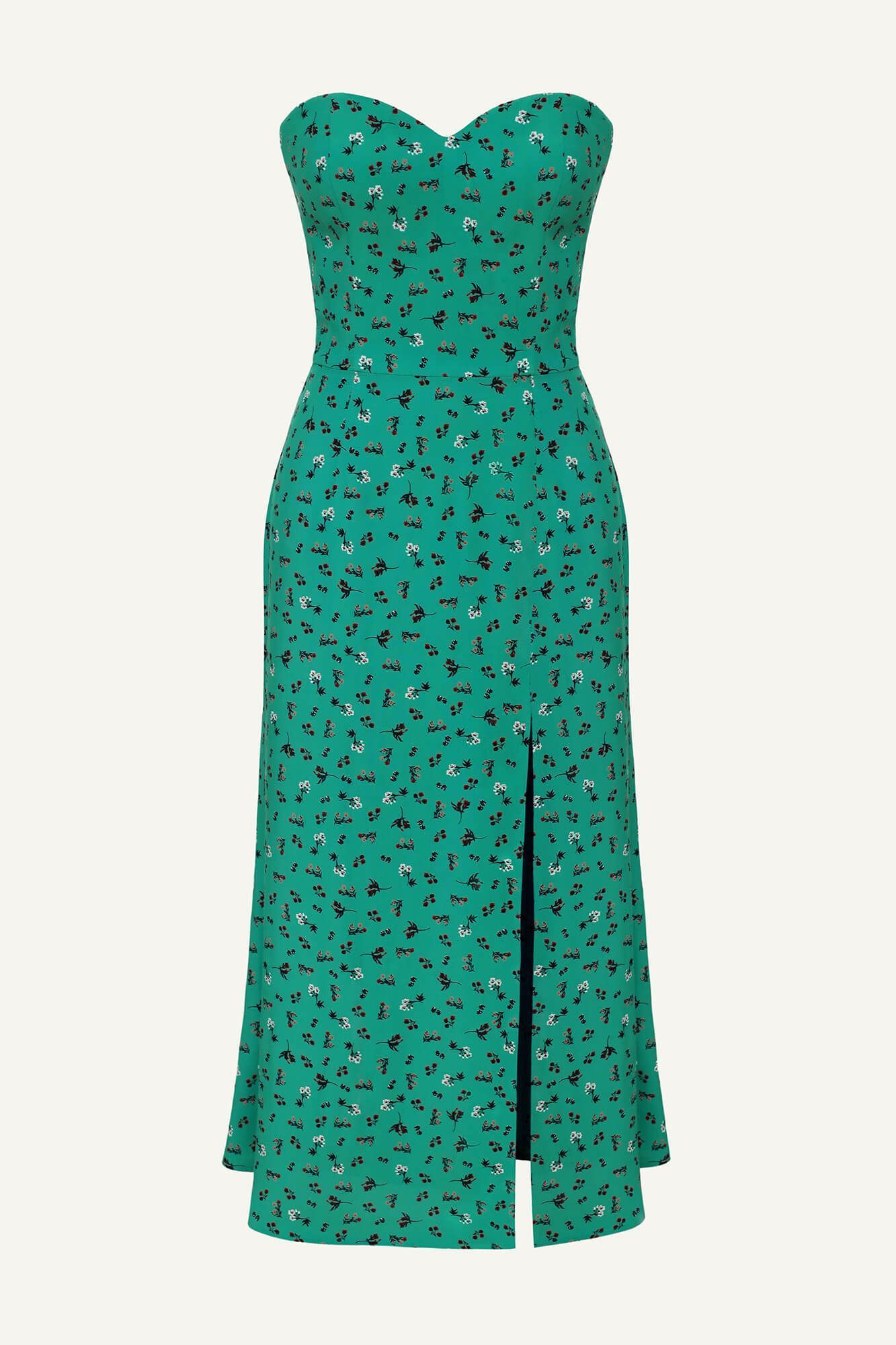 Платье-миди на корсетной основе из вискозы с разрезом 25000₽