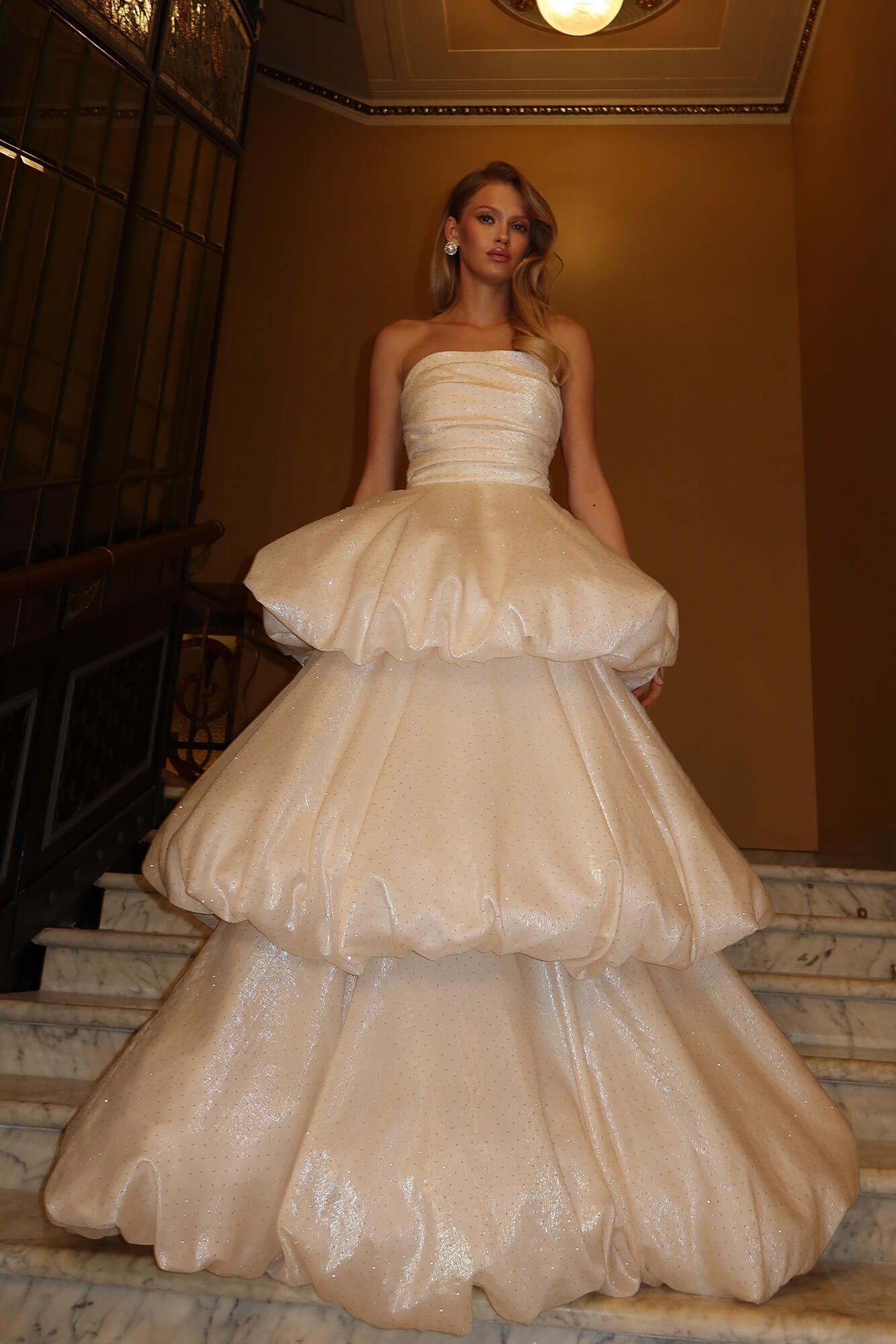 

«Royal shine» платье- макси со стразами, Персик, «Royal shine» платье- макси со стразами