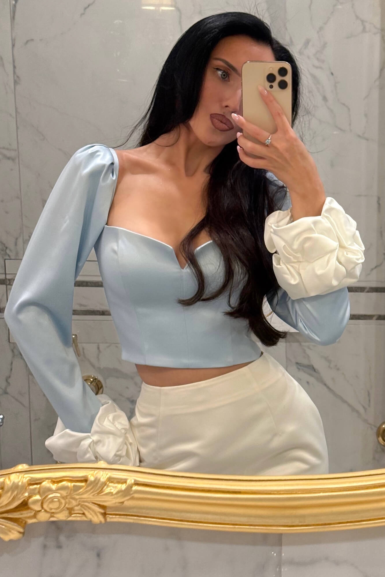 

Топ со съемными манжетами, Голубой, Топ со съемными манжетами