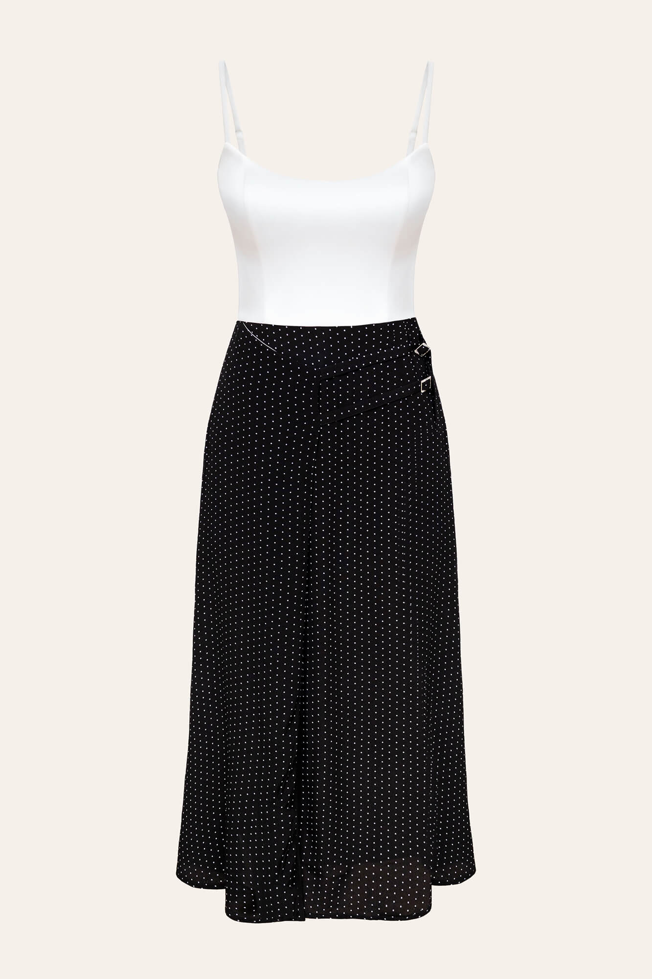 

Платье-миди с атласным лифом и декоративными ремешками, Черный, Платье-миди с атласным лифом и декоративными ремешками