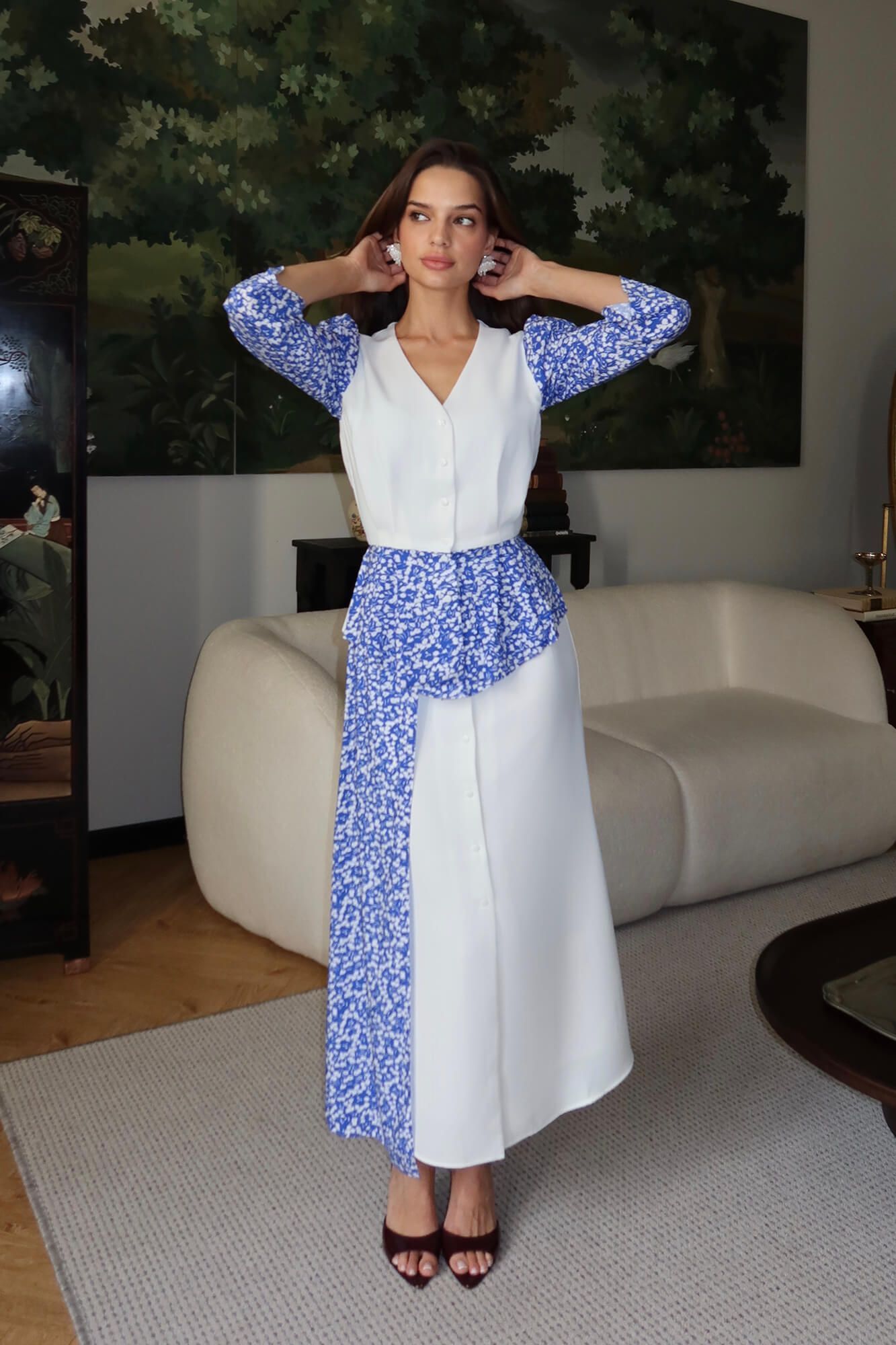 

Юбка-миди на пуговицах, Синий, Юбка-миди на пуговицах