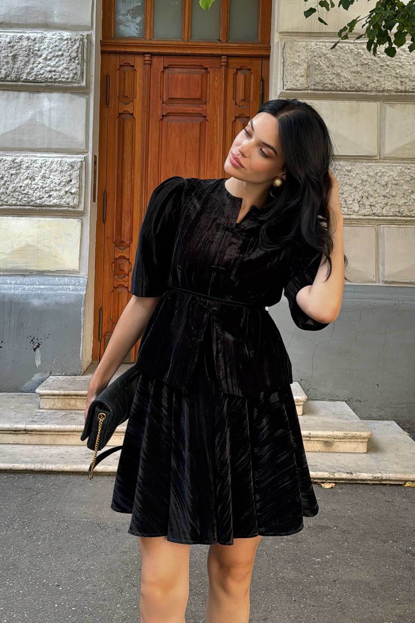 Юбка-мини из бархата со сборкой 17100₽