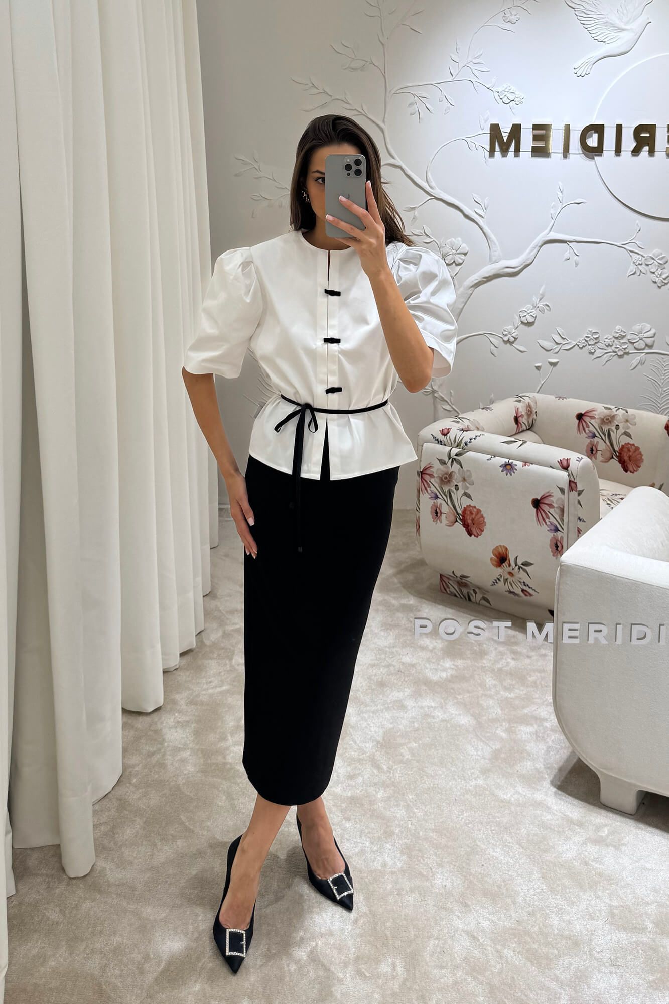 

Блуза из хлопка с коротким рукавом на кнопках, Белый, Блуза из хлопка с коротким рукавом на кнопках