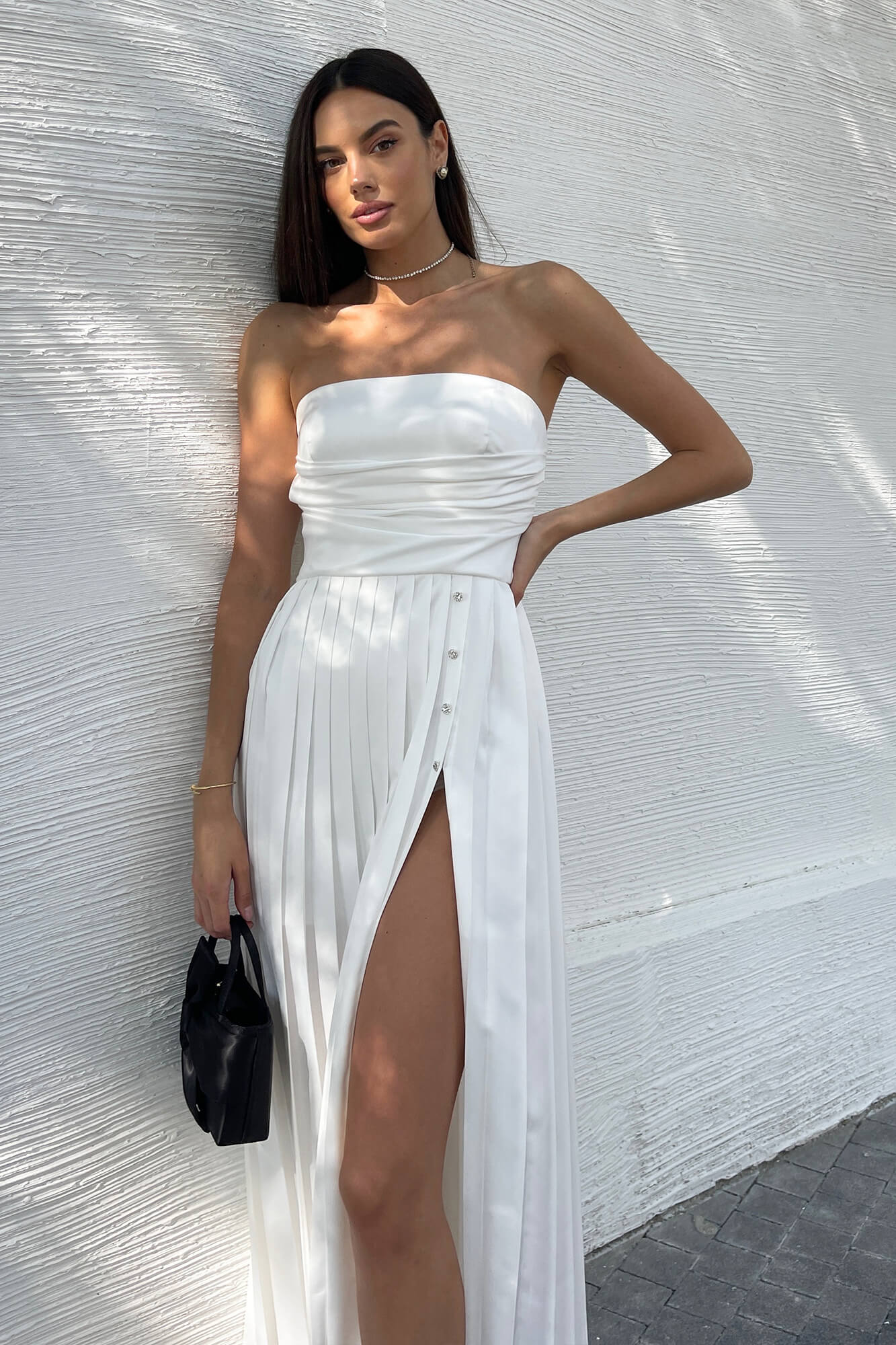 Платье-миди на корсетной основе с плиссированной юбкой 30700₽