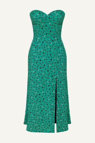 Платье-миди на корсетной основе из вискозы с разрезом