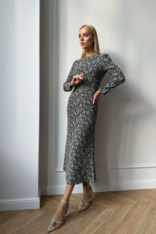 Платье миди с длинным рукавом и юбкой «годе»