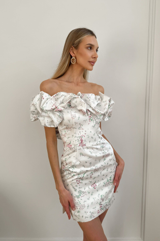 Платье-мини со сборкой "Безе" и цветочным принтом