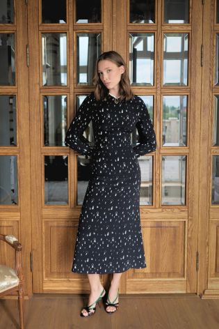 Платье миди с длинным рукавом и юбкой «годе»