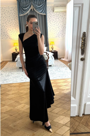 Платье-макси из трикотажа с драпировкой 