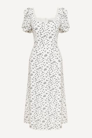 Платье-миди с квадратным вырезом и юбкой годе